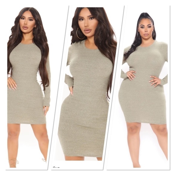 FASHION Nova Olive Stellar Ribbed Mini Dress. Size 2X - Picture 2 of 5
